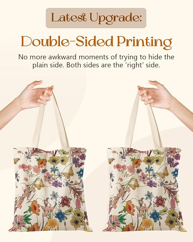 Miss Adola Aesthetic Tote Bag for Girls - with Magnetic Buckle and Zipper Inner Pocket for Women Lady Canvas Cotton Tote Bag