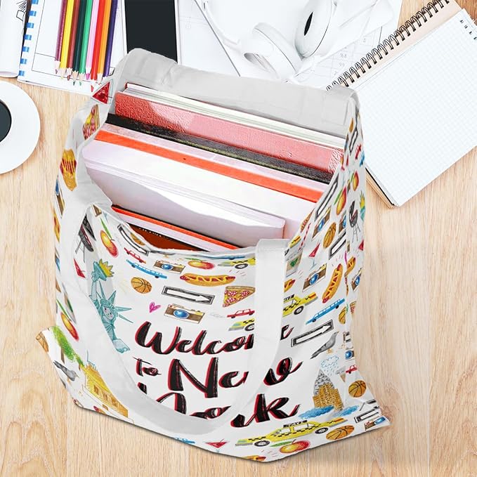 Jeilink New York Souvenirs and Gifts Beach Weekender Tote Travel Reusable Grocery Bags Girls Trip