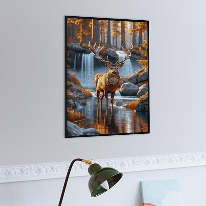 Wooden Puzzle - Creek Elk Jigsaw Puzzles，Wooden Puzzles for Adults 300 Pieces Challenge Puzzles，Educational Games，Family Puzzles，Unique Gifts for Wall Art