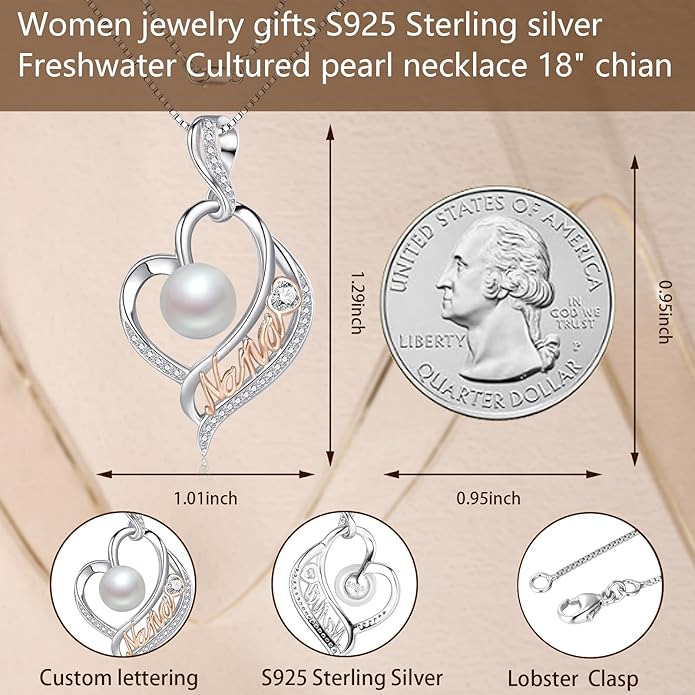 Mothers Day Gifts for Mom -Grandma Mom from Daughter Son, Gifts for Wife Nana Mother Birthday-Christmas Day for Women Her Jewelry Gift, Pearl Necklaces
