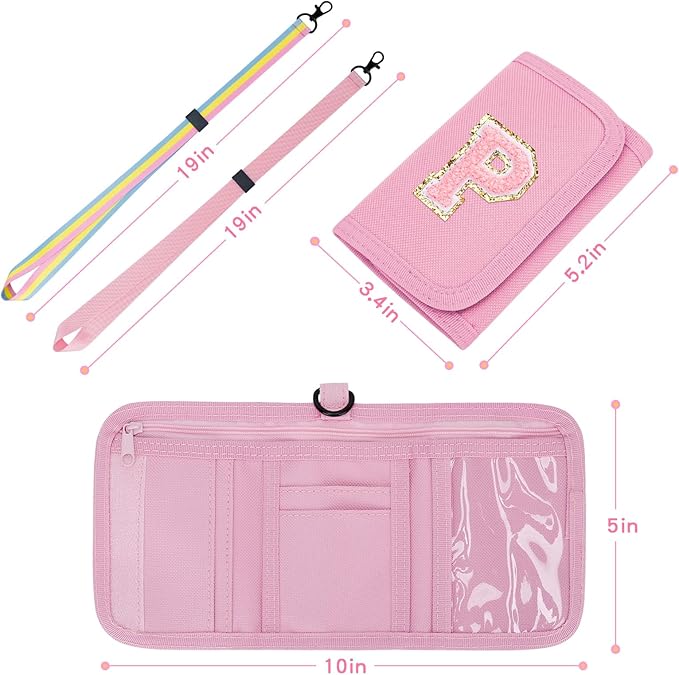 Christmas Gifts for Girls 3 4 5 6 7 8 9 10 11 12 Years Old Kids Wallet Cute Initial Coin Purse Toddler Wallet with Magic Sticker (Pink, P)