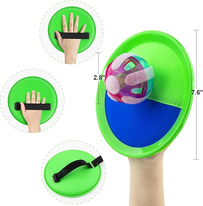 Ayeboovi Kids Outdoor Beach Pool Toys Toss and Catch Ball Set Upgraded Light UP Ball Yard Lawn Games for 3-12 Years Boys Girls Toddlers Birthday Gifts Stocking Stuffers-Green