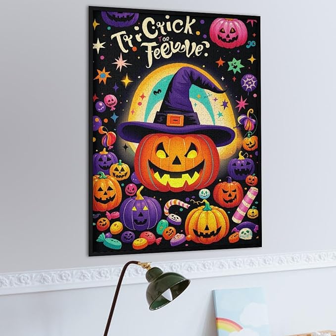 Jigsaw Puzzles for Adults 1000 Piece - Halloween Pumpkins Wooden Puzzle，Family Puzzles，Educational Games，Challenge Puzzles Puzzle Games，Stress Relief Games