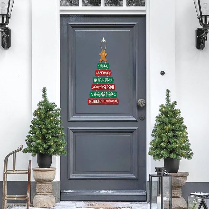 CHDITB Christmas Wall Decor,Santa Claus Wooden Hanging Sign, Tgingerbread Man Wood Sign, Winter Welcome Xmas Door Sign, Merry Christmas Wall Door Sign,Christmas Sign for Wall Door Hanger Winter Decor