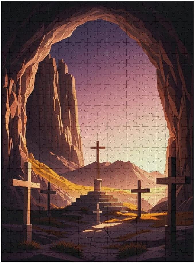 Religious Cross Wooden Puzzle 500 Pieces Jigsaw Puzzles for Adults Puzzle Educational Toys Challenging Fun Games Gifts for Elders Kids Family and Friends