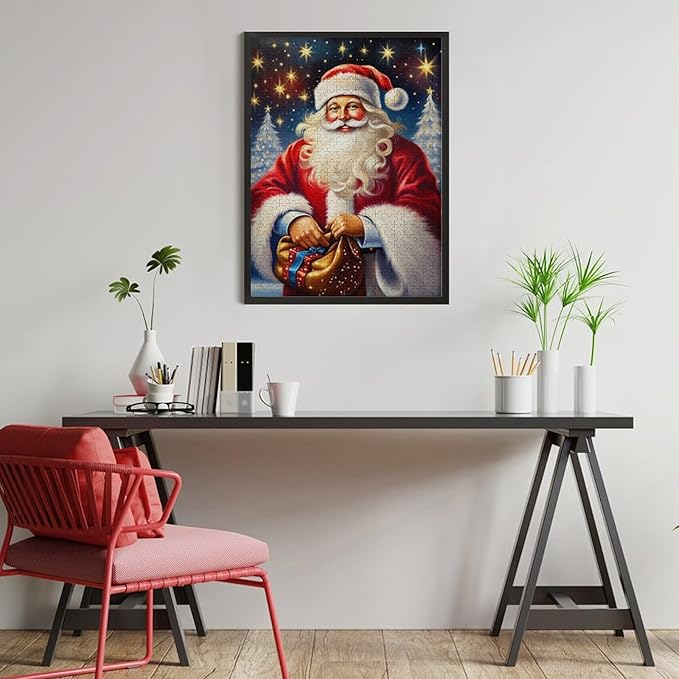 Puzzles for Adults 500 Pieces Wooden Jigsaw Puzzle - Santa Carrying Presents Theme Puzzle，Party Games，Family Toys，Educational Puzzles，Stress Relief Wooden Puzzle，Gifts for Family and Friends