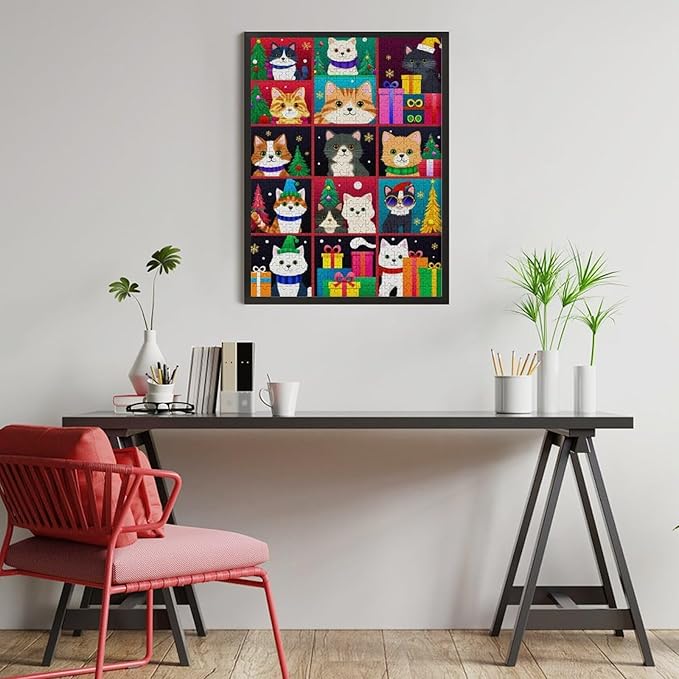 Wooden Puzzle 500 Pieces Adult - Christmas Dog Cat Puzzle Christmas Puzzles, Holiday Puzzles, Family Toys, Party Games, Jigsaw Puzzle Challenge and Funny