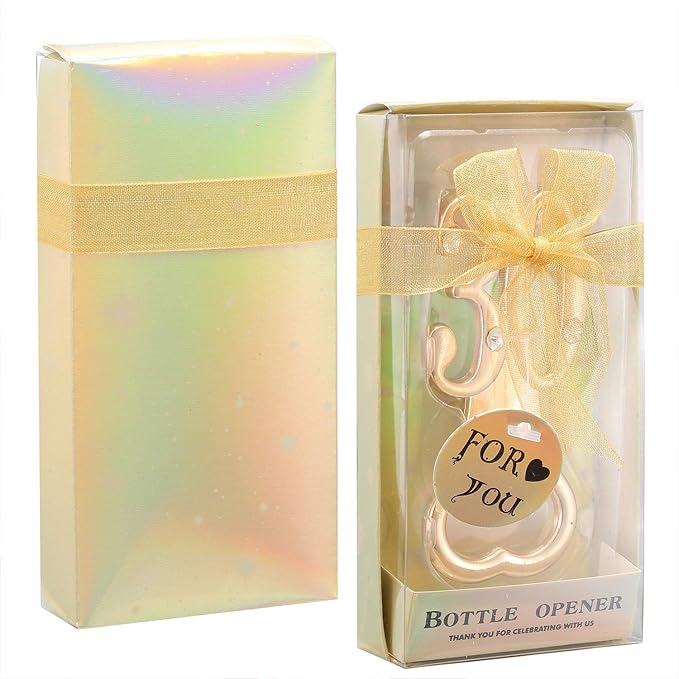 Set of 24 Creative Bottle Openers for 30th Birthday Party Favors or 30th Wedding Anniversary Party Gifts 30 Birthday Party Favors Souvenirs Decorations for Guests (24, Gold 30th)