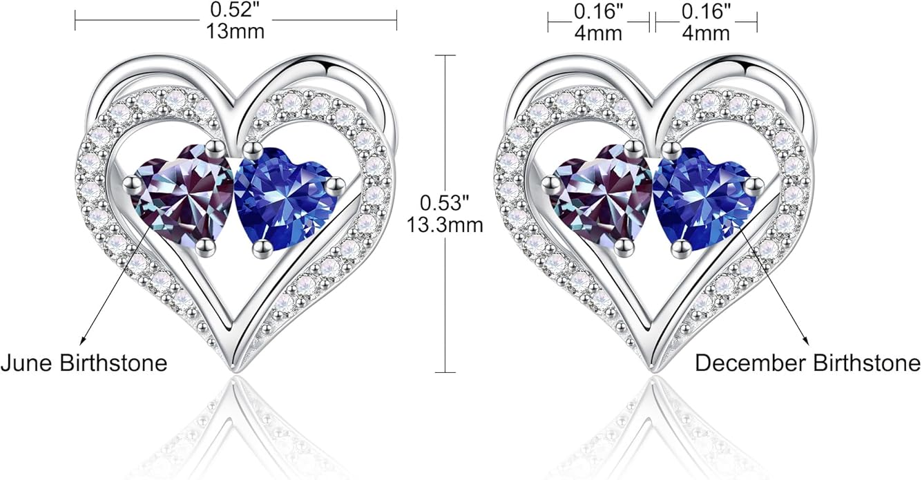 Iefil Valentines Day Gifts for Her - 925 Sterling Silver Birthstone Earrings, Anniversary Birthday Gifts for Women Wife Girlfriend Mom