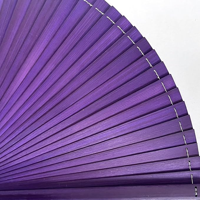 Hand Fan for Vintage Japanese Bamboo Silk Elegant for Dance Music Festival Wedding Church Decoration Party (Purple, Medium)