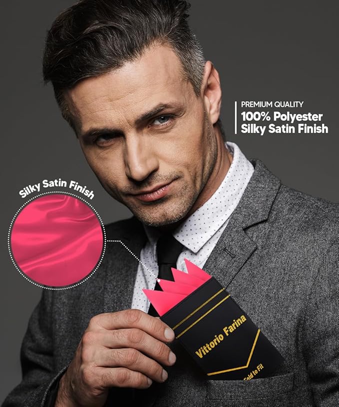 Premium Pre-Folded Four-Point Suit Pocket Square for Men with Sewn Pocket Fold