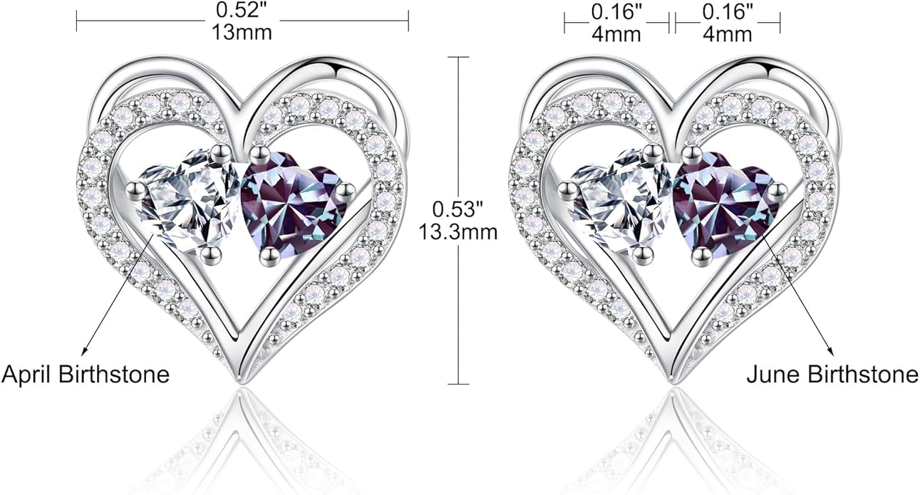 Iefil Valentines Day Gifts for Her - 925 Sterling Silver Birthstone Earrings, Anniversary Birthday Gifts for Women Wife Girlfriend Mom