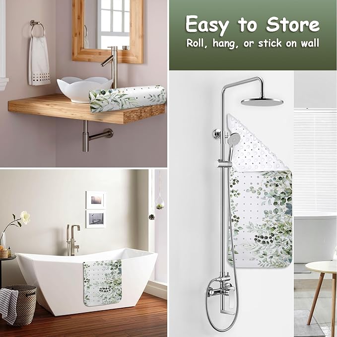 Bathtub Mat Non Slip, Sage Extra Long Bath tub Mat Shower Floor Mat with Suction Cups and Drain Holes for Adults Kids Elderly 40 X 16 Inch