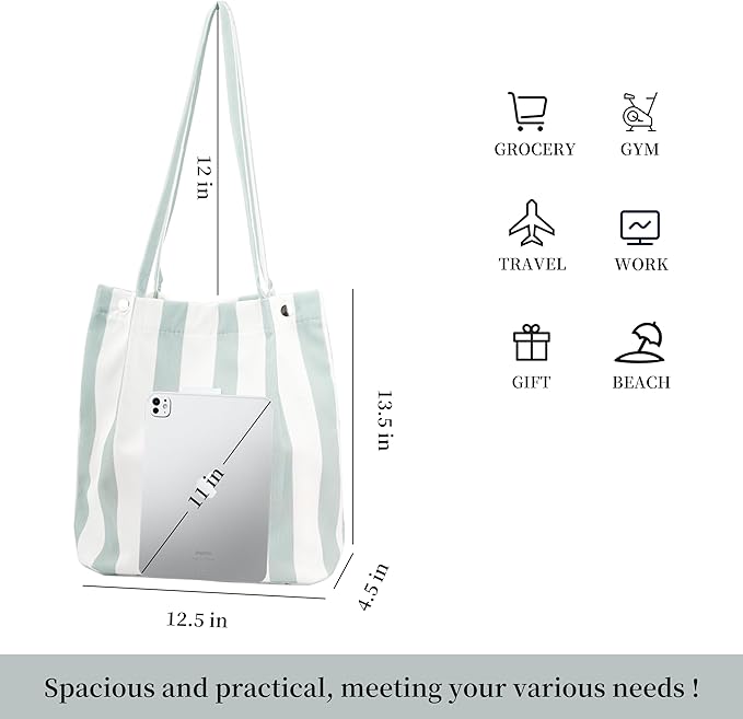 Corduroy Tote Bag Cute Tote Bags for Women Shoulder Bag with Inner Pocket for Work Beach Travel and Shopping Grocery
