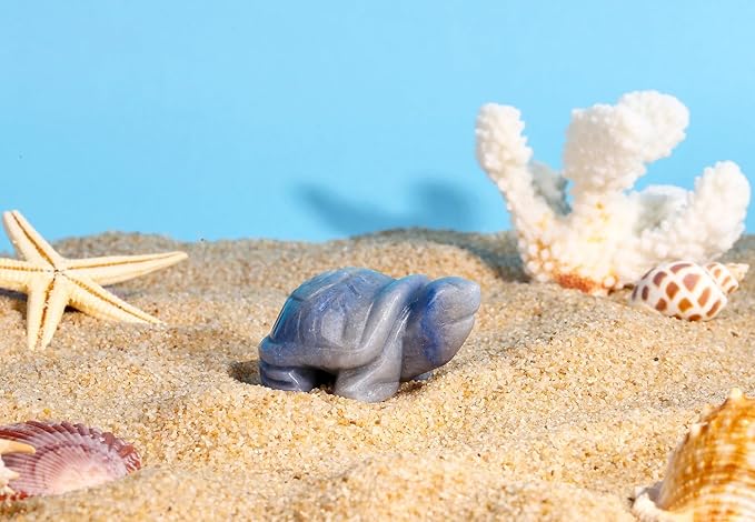 DUQGUHO 2" Travel Turtle Gift Decor Crystals Figurines Blue Aventurine Crystal Best Turtles Travels Gifts for Women Traveling Travelers Cute Decorations