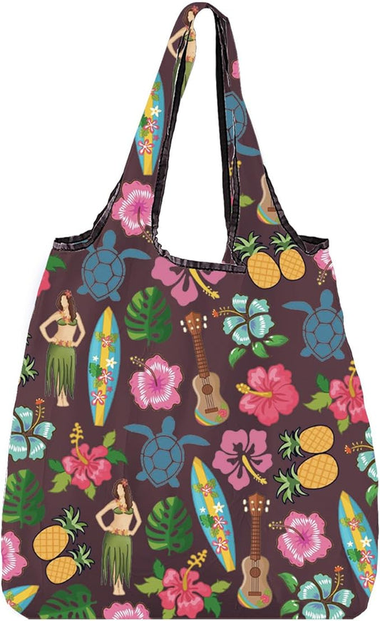 BNQL Hawaii Foldable Reusable Shopping Bags Hawaii Vacation Gifts Hawaiian Gift Beach Lover Gift Tropical Reusable Eco Grocery Bag