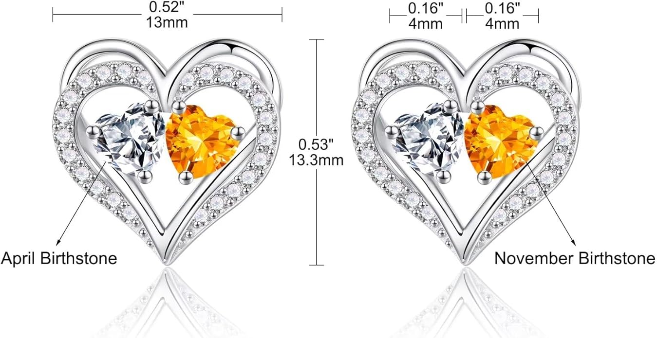Iefil Valentines Day Gifts for Her - 925 Sterling Silver Birthstone Earrings, Anniversary Birthday Gifts for Women Wife Girlfriend Mom