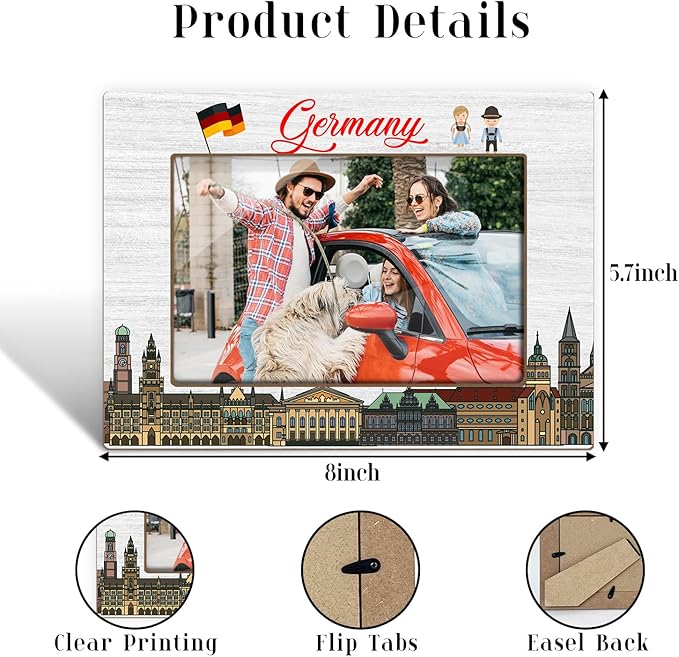 Germany Photo Frame, Germany Souvenirs, Tabletop Picture Frames for Wedding Birthday Vacation Honeymoon Gifts For Friends Couples, Home Living Room Table Decorative Supplies, Tabletop Display-31
