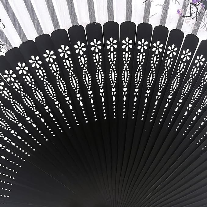 Hand Fan for Vintage Japanese Bamboo Silk Elegant for Dance Music Festival Wedding Church Decoration Party (Grey, Medium)