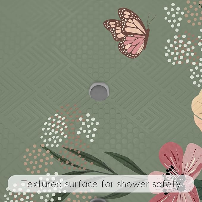 Bathtub Mat Non Slip, Bohemia Square Bath tub Mat Shower Floor Mat with Suction Cups for Adults Kids Elderly 21 X 21 Inch