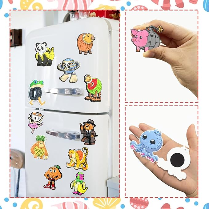 Italian Brainrot Refrigerator Magnets, 24-Pack — Soft Rubber Magnetic Set for Fridge/Whiteboard/Locker, Assorted Multicolor Home & Office Décor (24)
