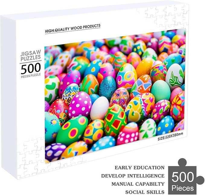 Wooden Puzzle - Easter Eggs Jigsaw Puzzles，Wooden Puzzles for Adults 500 Pieces Challenge Puzzles，Educational Games，Family Puzzles，Unique Gifts for Wall Art,Funnny Puzzles