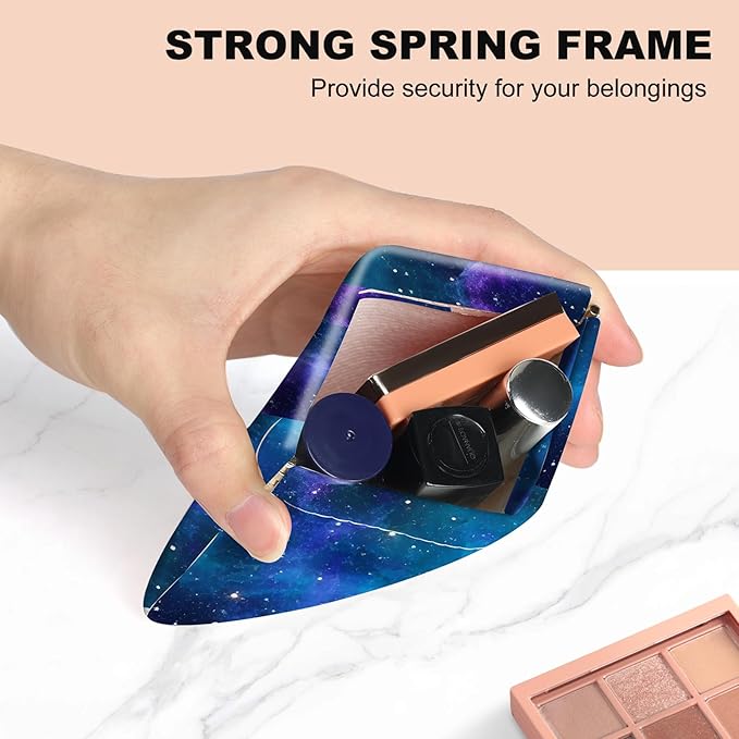 2Pcs PU Leather Small Squeeze Coin Purse Pouch Mini coin Bag Unique And Cute Wallet Cosmetic Bags Change Bag For Women Girls Men Blue Stars And Butterflies