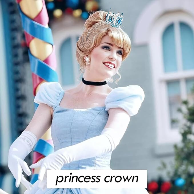 VELSCRUN Blue Crystal Tiara Headband, Crowns for Women, Princess Girls Tiaras, Royal Queen Crown Princess Quinceanera Headpieces for Birthday Prom Bride Wedding Pageant Party Hair Band