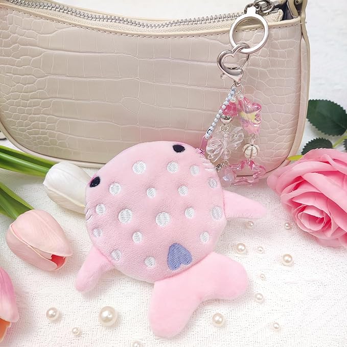 Cute Keychain Whale Shark Coin Purse Keychain Cute Plush Zipper Change Pouch, Kawaii Handmade Wallet for Women