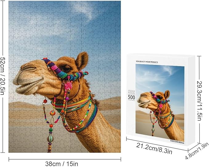 Camel in The Desert Wooden Puzzle 500 Pieces Jigsaw Puzzles for Adults Puzzle Educational Toys Challenging Fun Games Gifts for Elders Kids Family and Friends
