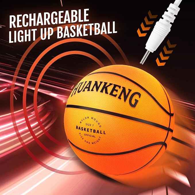 Upgrade Rechargeable Glow in The Dark Ball Toys Birthday Gifts for 6 7 8 9 10 11 12 13 14 15 Year Old Boys, Sports and Outdoors Light Up Ball Games for Teen, Kids Boys Toy Stuff Ages 6-15