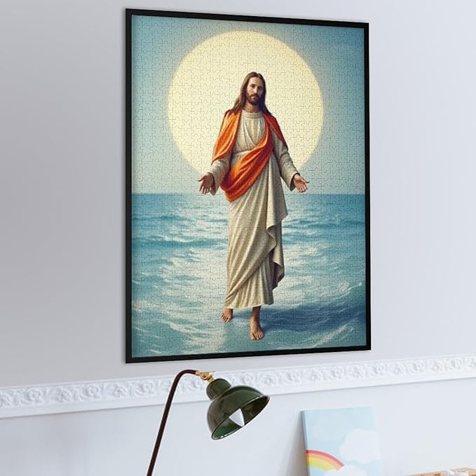 Jigsaw Puzzles for Adults 1000 Piece - Jesus Walk On Sea Wooden Puzzle，Stress Relief Games，Funny Puzzle，Unique Gifts for Wall Art ，Family Puzzles，Educational Games，Challenge Puzzles