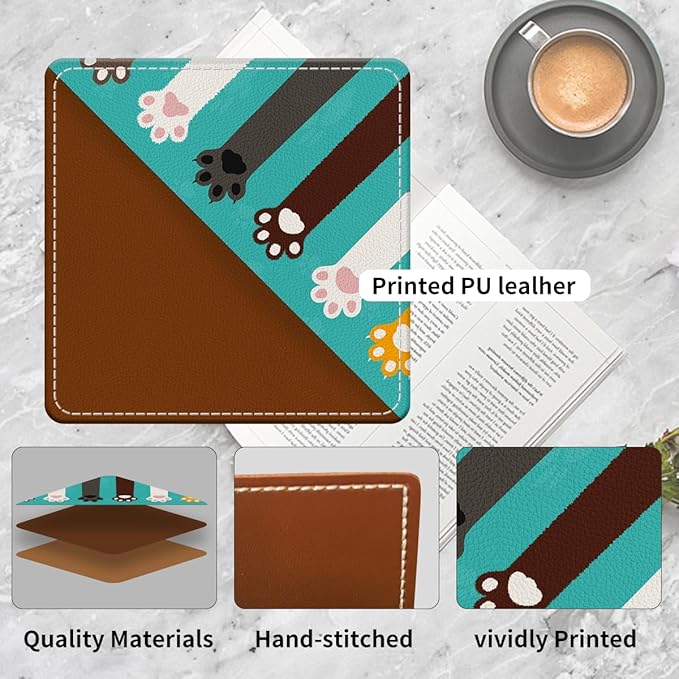 Cute Leather Bookmarks, Fun Triangle Making Corner Bookmark, Book Accessories for Reading Book Lovers, Unbreakable Page Markers for Women Men Cute Colorful Cat Claw