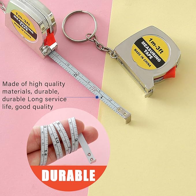 Mini Screwdriver Keychain Tape Measure Keychains Set Retractable Keychain Tape Measure Mini Screwdrivers in Pouch Keychain for Birthday Party Favors and Daily Use, 1 m/ 3 ft (48 Pcs)