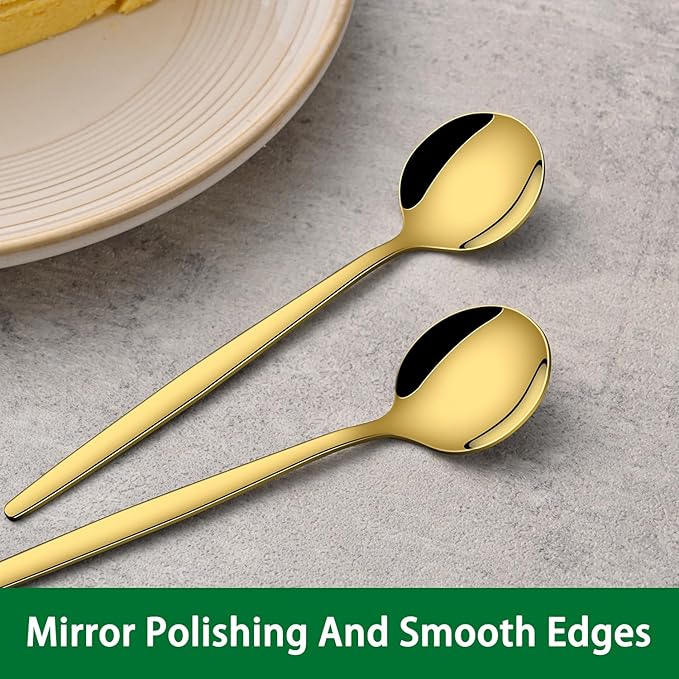 5.1 Inch Coffee & Tea Spoon,6 Pieces Gold Stainless Steel Teaspoon,Mini Spoons For Dessert And Coffee,Durable Demitasse Coffee Spoons For Dessert