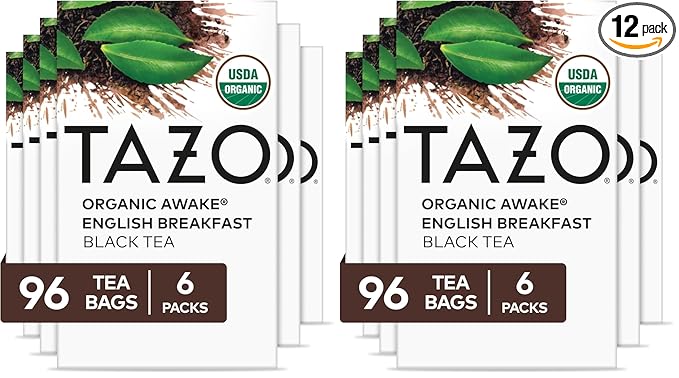 TAZO Organic Awake English Breakfast Black Tea-Bags, Bold Traditional Breakfast-Style Black Tea, 96 Tea Bags (Pack of 2)