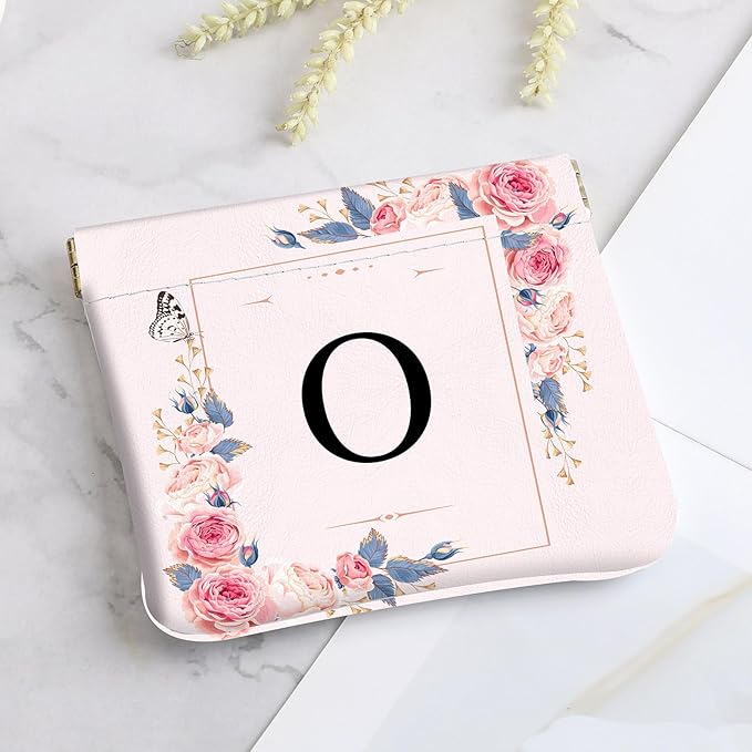 2Pcs Initial Letter PU Leather Small Squeeze Coin Purse Pouch Mini coin Bag Unique And Cute Wallet Cosmetic Bags For Women Girls Men Change Bag Letter O