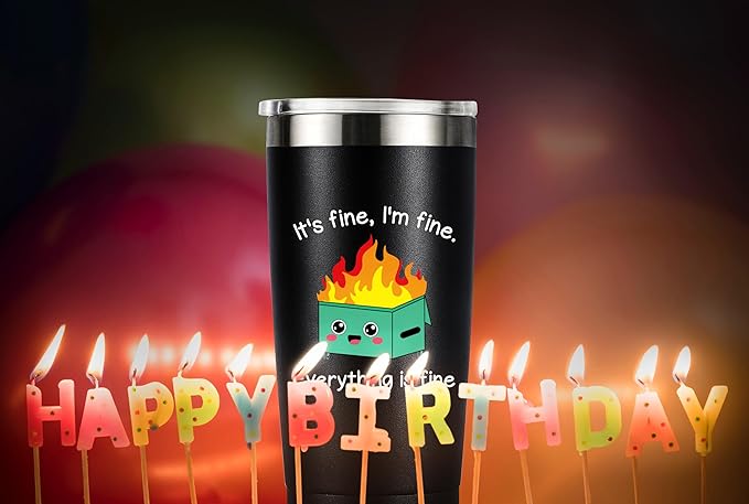 MASGALACC Dumpster Fire Desk Accessories Gifts for Women Men Coworker Employees - Funny Office Decor Desk Accessories 20oz Drinking Cup Coffee Mug Tumbler