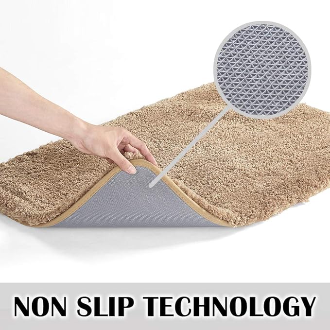 Suchtale Large Extra Soft and Absorbent Shaggy Bath Mat (24 x 40, Sand) Machine Washable Microfiber Non Slip Luxury Floor Mat