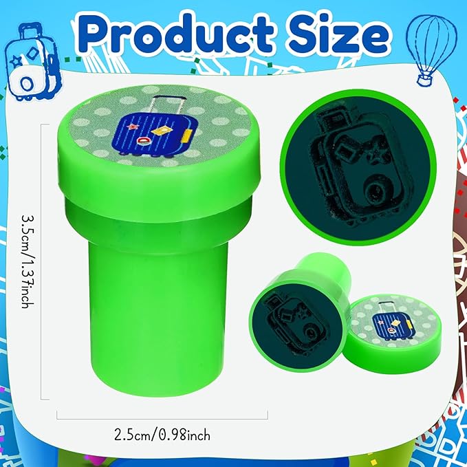 Cinrobiye 24 Pcs Adventure Travel Stampers for Boys Girls, Bon Voyage Birthday Party Supplies Favors, Classroom Rewards, Carnival Prizes, Goody Bag Pinata Fillers for Let the Adventure Begin Party