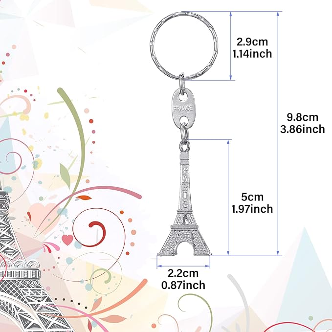 Junkin 30 Pieces Eiffel Tower Keychain Retro Decorations Purse Charms Statue Model Prom Keychain French Souvenirs