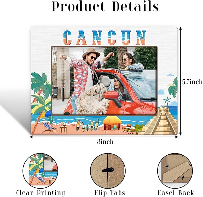 Cancun Picture Frames, Cancun Souvenirs, Tabletop Photo Frame for Family Vacation, Honeymoon, Wedding, Cruise, Home Office Table Decorative Supplies, Tabletop Display, Party Decorations-24