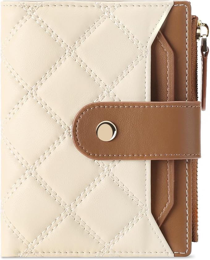 SENDEFN Small Wallet for Woman Leather RFID Blocking Bifold Zipper Pocket Credit Card Holder