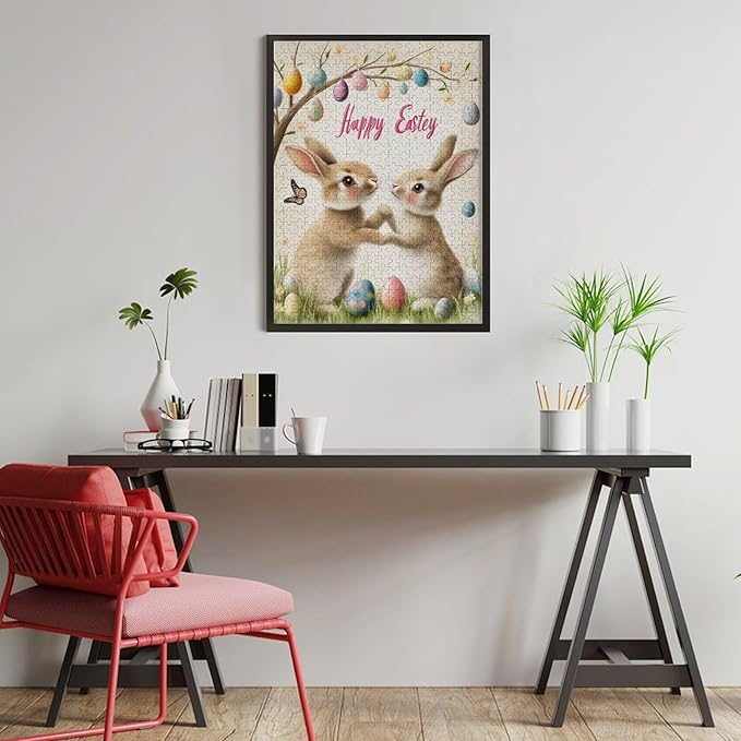 Wooden Puzzle - Easter and The Rabbit Jigsaw Puzzles，Wooden Puzzles for Adults 500 Pieces Unique Gifts for Wall Art，Challenge Puzzles，Educational Games，Family Puzzles