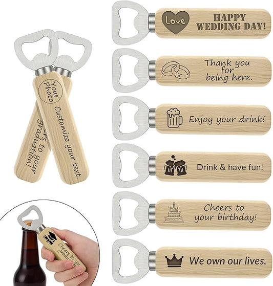 1-100 Custom Wood Bottle Opener,Laser EnPersonalized Laser Engraved Logo/Text,birthday souvenirs for guests,Souvenirs for Guests,Personalized Wedding Gifts,Destapadores de Cerveza,Wedding Guest Gifts