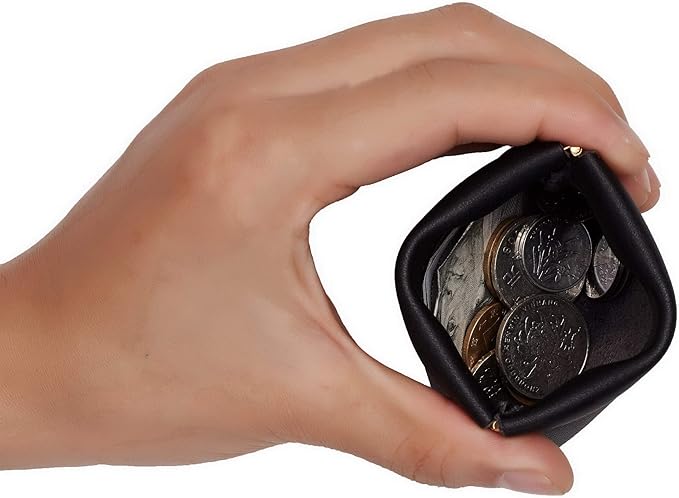 Travelambo Leather Squeeze Coin Purse Pouch Change Holder For Men & Women 2 pcs set