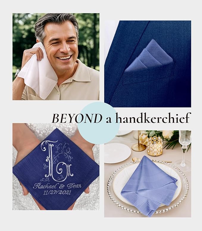 Zenssia Men's Pure Cotton Handkerchiefs with Hem, Bulk Set Hankies