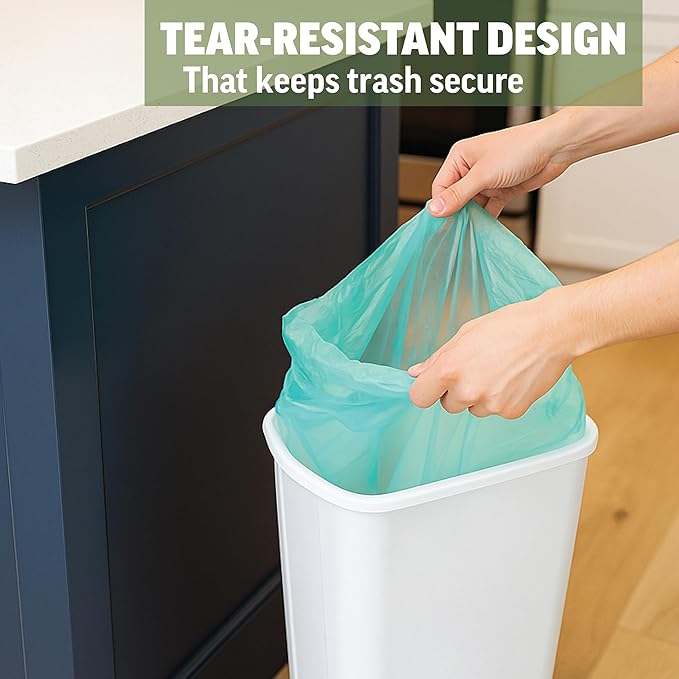 Zenlogy Compostable 10-15 Gallon Garbage Bag, Heavy Duty Eco Friendly Tall Trash Bags, Biodegradable Waste Basket Bin Liner Sack for Kitchen, 60 Count
