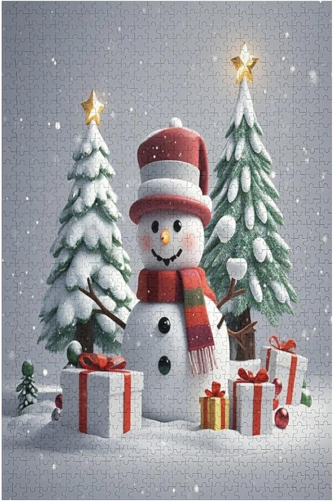 Wooden Puzzles for Adults 1000 Pieces, Christmas Winter Snowman, Each Piece is Unique and Perfectly Put Together, are Special Home Decorations, Fun Puzzles, Party Games, Family Toys