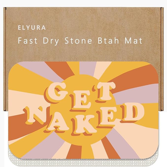 Get Naked Patterns Diatomite Stone Bath Mat Diatomaceous Earth Shower Mat Quick-Dry, Non-Slip, Easy to Clean for Bathroom Floor
